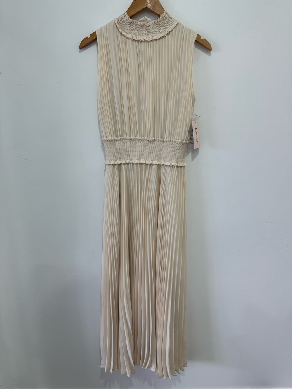 Nanette Lepore Women's Smocked High Neck Pleated Maxi Dress